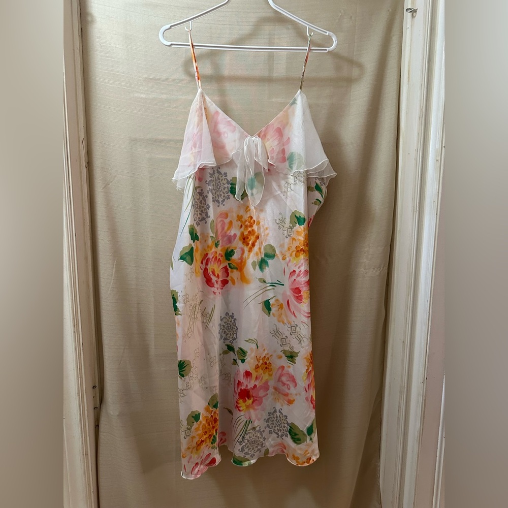 Solange Floral Satin Slip Dress Size 26/28 Plus Size Y2K Floral Nightgown Style